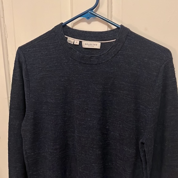 Selected Homme Buddy Crew Neck Sweater in Blue - Picture 9 of 13
